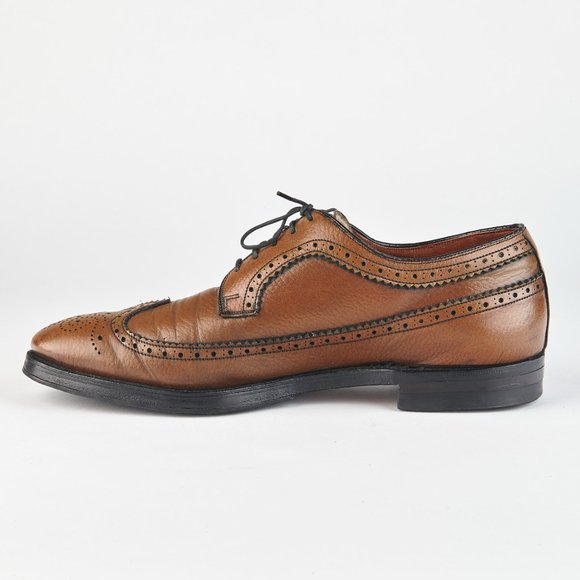 Eatonia Walnut Men's 10 M  LWB Longwing Wingtip Brogue Derby Vibram Goodyear - Picture 5 of 12